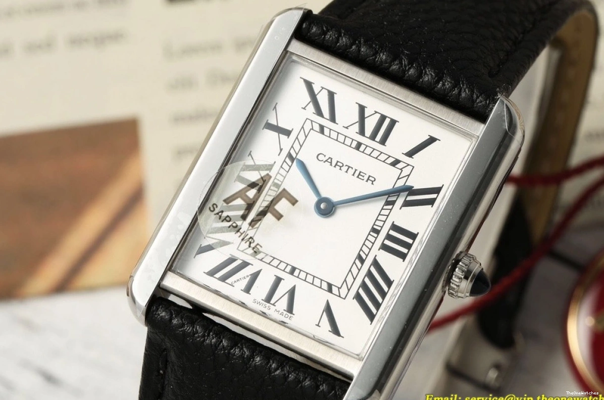 Grain Lychee Quartz White Cartier - AF Solo Dial 27.4mm on Tank Leather 0316